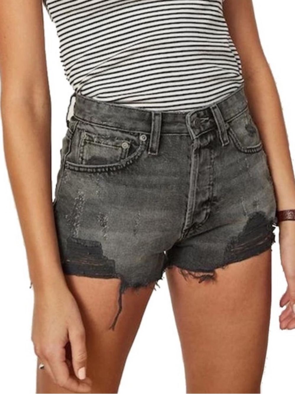 Boyish by Her Women's high rise cut off denim shorts.
